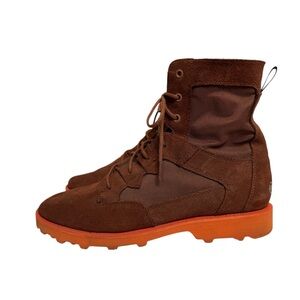 Sorel Caribou OTM WP Waterproof Leather Boots Dark Amber Spark Orange Mens 11